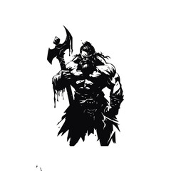 vector illustration of a warrior with axe