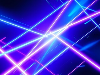 Futuristic abstract background features glowing neon lines and geometric shapes in shades of blue and purple, creating a dynamic cyberspace effect.