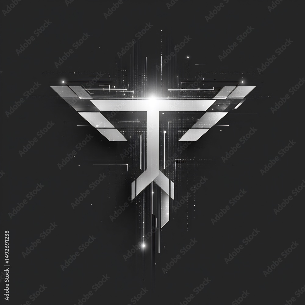 Aufkleber futuristic abstract design with glowing lines and geometric shapes on dark backdrop