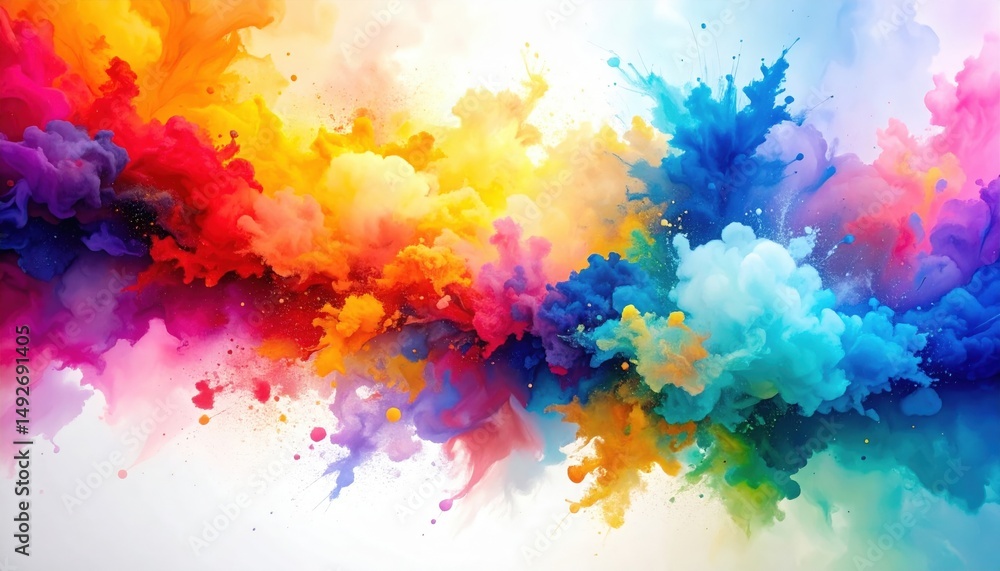 Poster vibrant color explosion abstract art digital design creative space aerial view color theory concepts