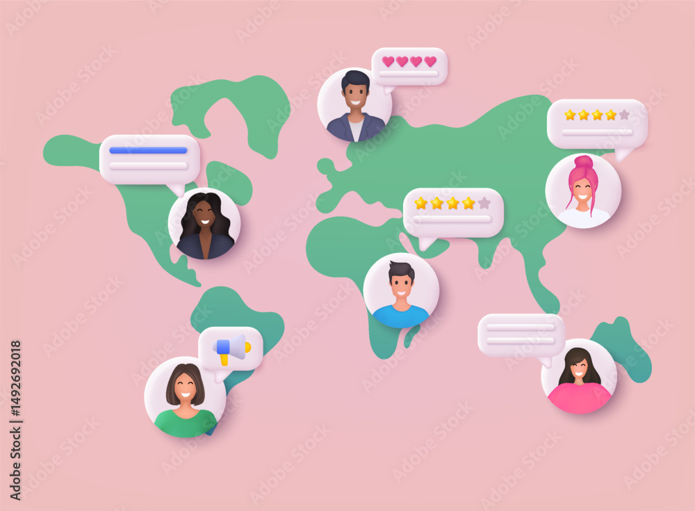 Poster people giving review and comment.feedback. vector customer review concepts. reviews stars with good 