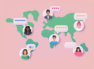 People giving review and comment.Feedback. Vector customer review concepts. Reviews stars with good and bad rate and text. 3D Web Vector Illustrations.