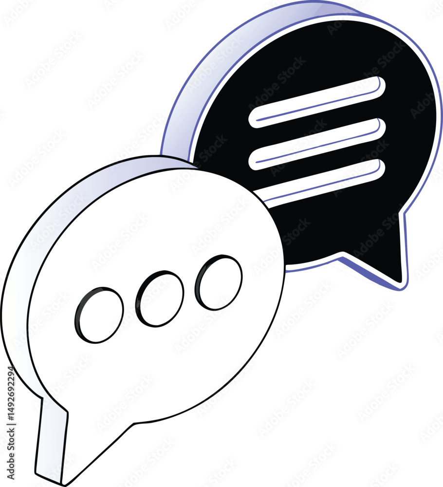 Poster minimalist conversation bubble icon with stylish 3d effect for digital communication concepts
