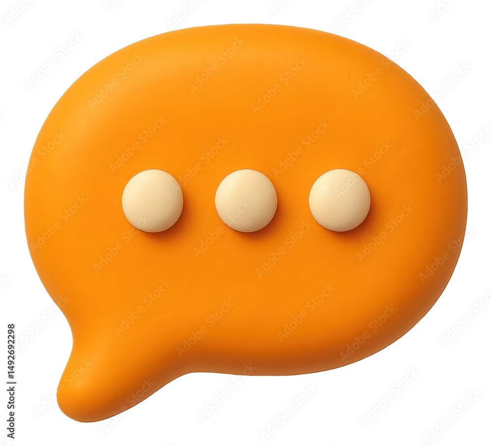 Poster orange 3d render speech bubble with three dots