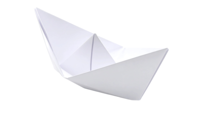 White background paper boat origami toy representing travel and sailing