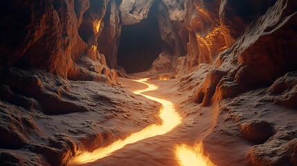 Lava flow cave path