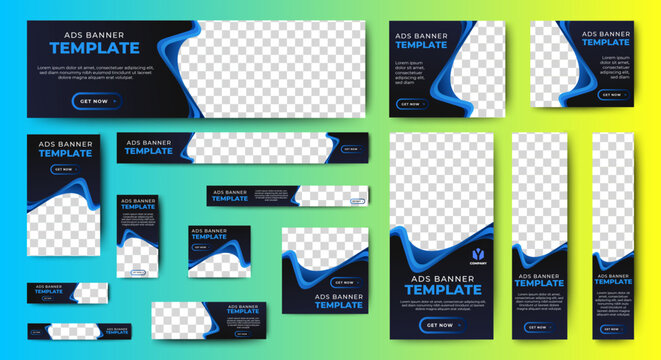 Business Banner Set for web display ads template. vector