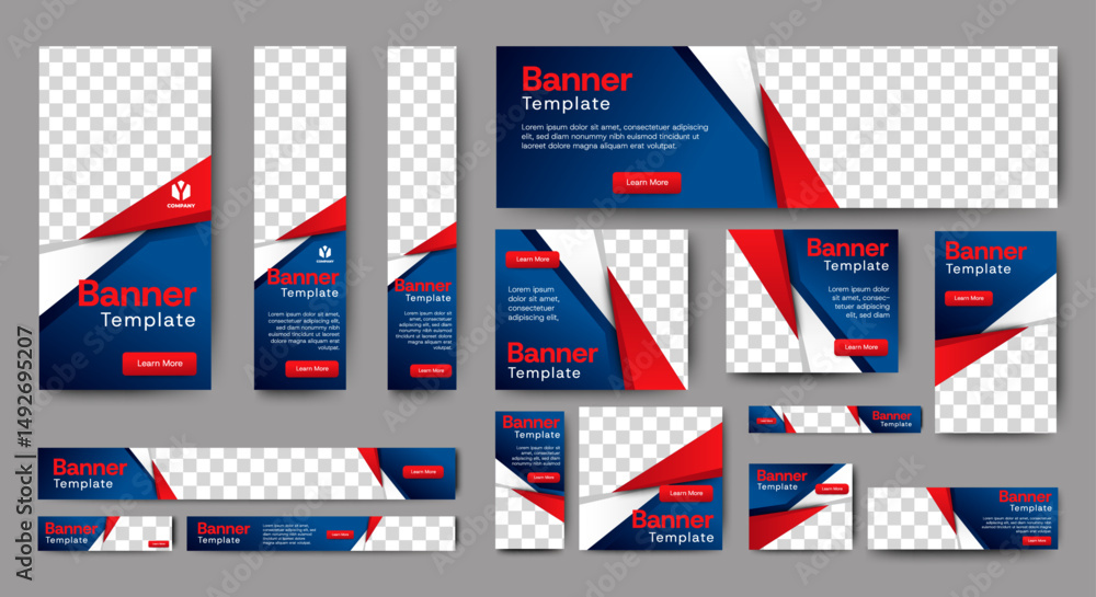 Poster modern banner design web template set, horizontal header web banner. blue cover header background fo