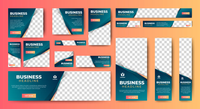 Professional ads banner template set design. Business web banner layout for cover, flyer, social media, background, poster, card. vector