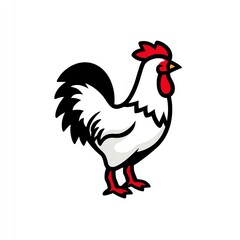 Fototapeta premium Majestic Rooster Illustration A Bold Black and Red Rooster Icon