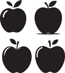 Apple Silhouette Vector Set – Fruit Clipart for Food Packaging, Educational Materials, and Graphic Design Projects