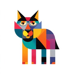 Fototapeta premium Vibrant Geometric Canine AColorful Abstract Artwork Depicting ADog In Bold Shapes And Hues