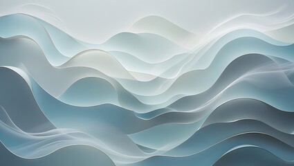Obraz premium Abstract flowing waves in shades of blue and white creating a serene and elegant background design.