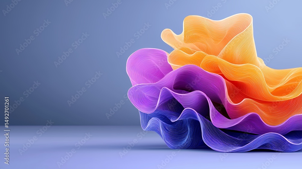 Poster abstract colorful 3d render of textured form