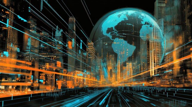 Global Cityscape: A Futuristic Vision of Urban Connectivity and Technological Advancement