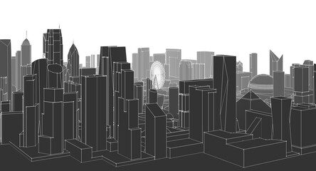 modern city panorama 3d illustration