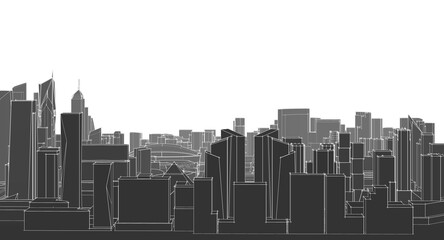 Naklejka premium modern city panorama 3d illustration