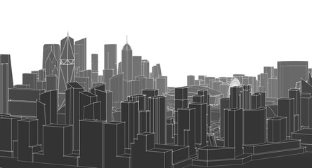 Naklejka premium modern city panorama 3d illustration