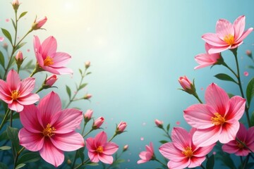 Naklejka premium Bright floral scene, clean background Perfect for product demo , packaging, advertising, minimal