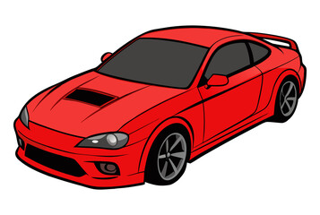 Fototapeta premium A simple and clear name for this image could be: Red sports car on white background showing speed and luxury design