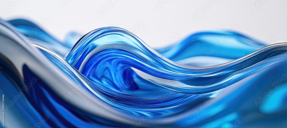 Poster abstract representation of flowing water with bubbles. showcasing vibrant blue waves. creating a ser
