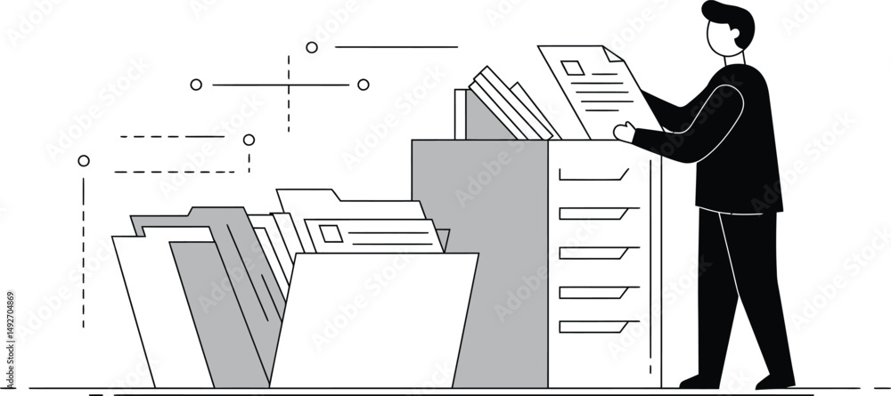 Poster minimalist file management vector