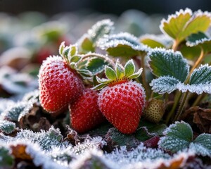 wild strawberry in the snow