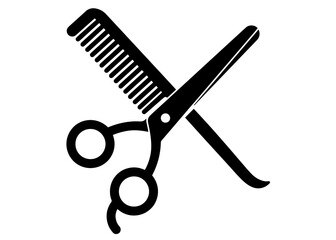 Silhouette of Scissors and Comb Crossed. Hairdressing, Hair Care, Salon Services, Professional Grooming for International Hairdresser’s Day, World Barber Day, Cosmetology Day, Self-Care Day, Salon Pro
