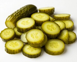 pickled cucumbers on a white background