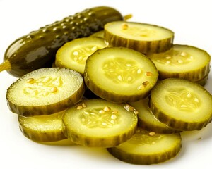 sliced cucumber isolated on white background