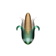 A glistening golden ear of corn symbolizing harvest abundance in rich bold on transparent background