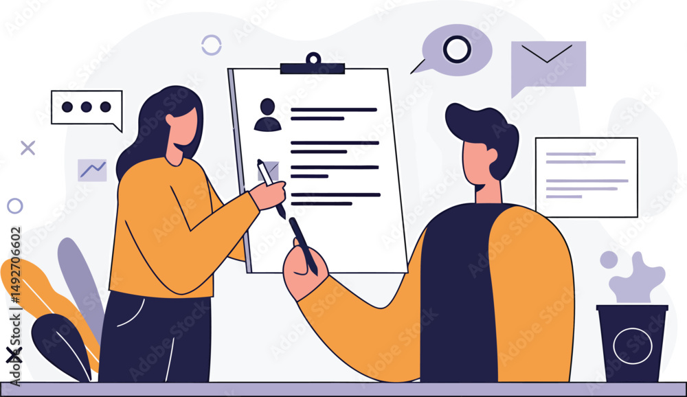 Poster goal setting performance review - minimalist vector