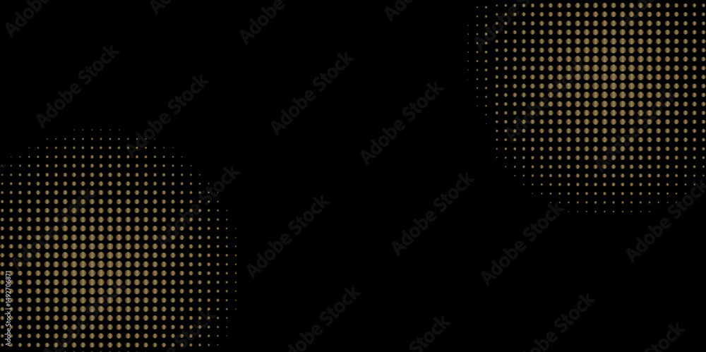 Poster abstract modern gradient black and golden background with halftone dots pattern design. vector illus