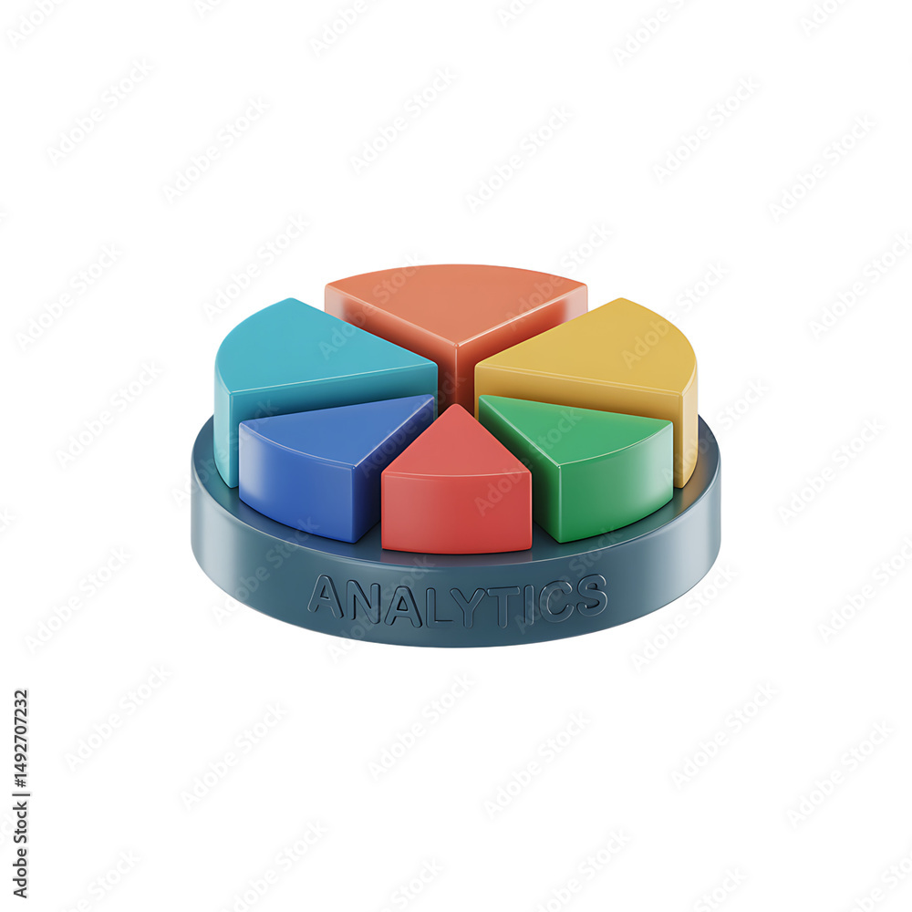 Poster data analysis with a vibrant pie chart for business reporting and on transparent background
