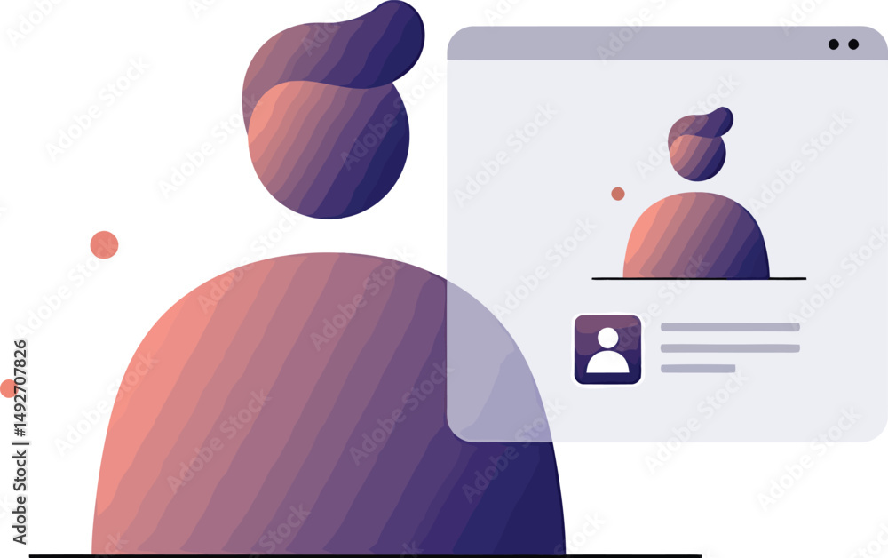 Poster virtual onboarding: minimalist vector design