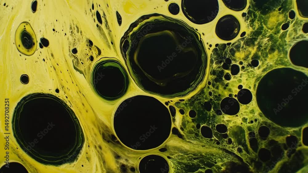 Aufkleber abstract artistic patterns with vibrant yellow and green colors creating a mesmerizing organic textu