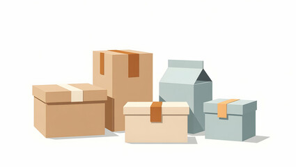 Obraz premium Creative Packaging Mockup Concepts: Flat Dynamic Visuals for Strategic Branding and Market-Ready Aesthetics in Cute Vector Style