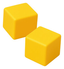 Fototapeta premium Two Bright Yellow Cubes on Transparent Background