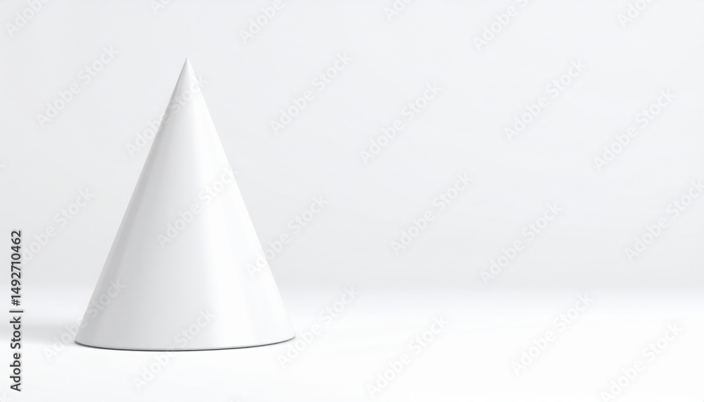 Poster creating minimalist white cone shapes studio 3d render clean background artistic perspective design 