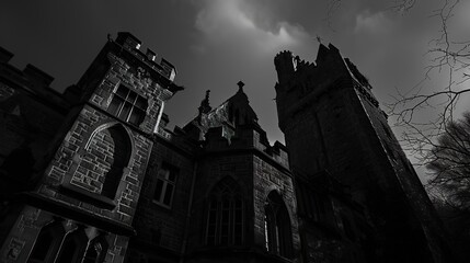 Obraz premium Enigmatic Shadows and Eerie Grandeur - A Mesmerizing Collection of Dark Gothic Castle Wallpapers