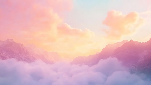 Pastel mountains and cloudscape - Powered by Adobe