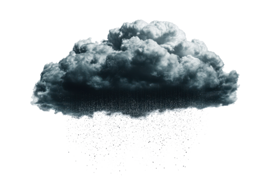 Ominous dark cloud releasing steady rain