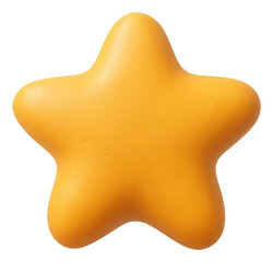 Yellow 3D Cartoon Star on Transparent Background