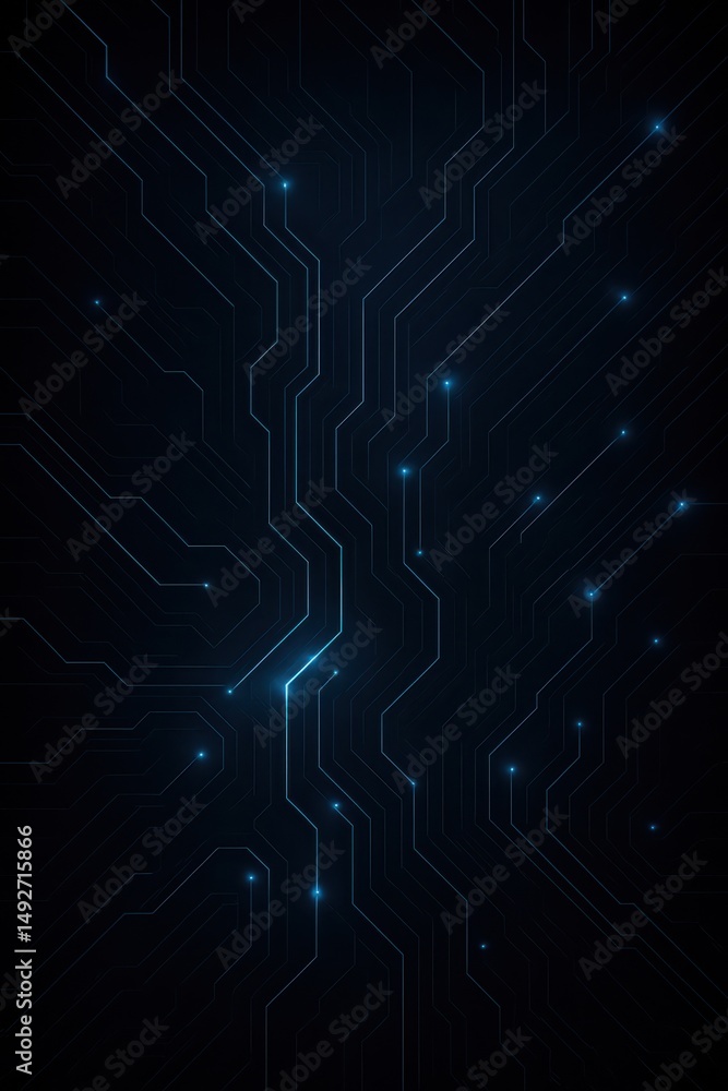 Poster intricate network of glowing circuits illuminates a dark background in a mesmerizing display of tech