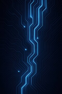 Intricate neon circuit design lights up the dark background, showcasing lines of energy flowing through the digital landscape