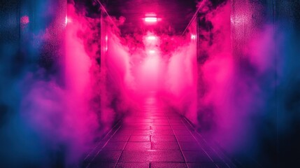 Neon smoky hallway
