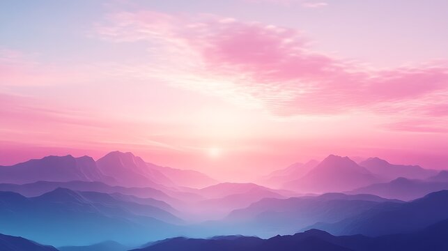 Pastel sunrise over mountains