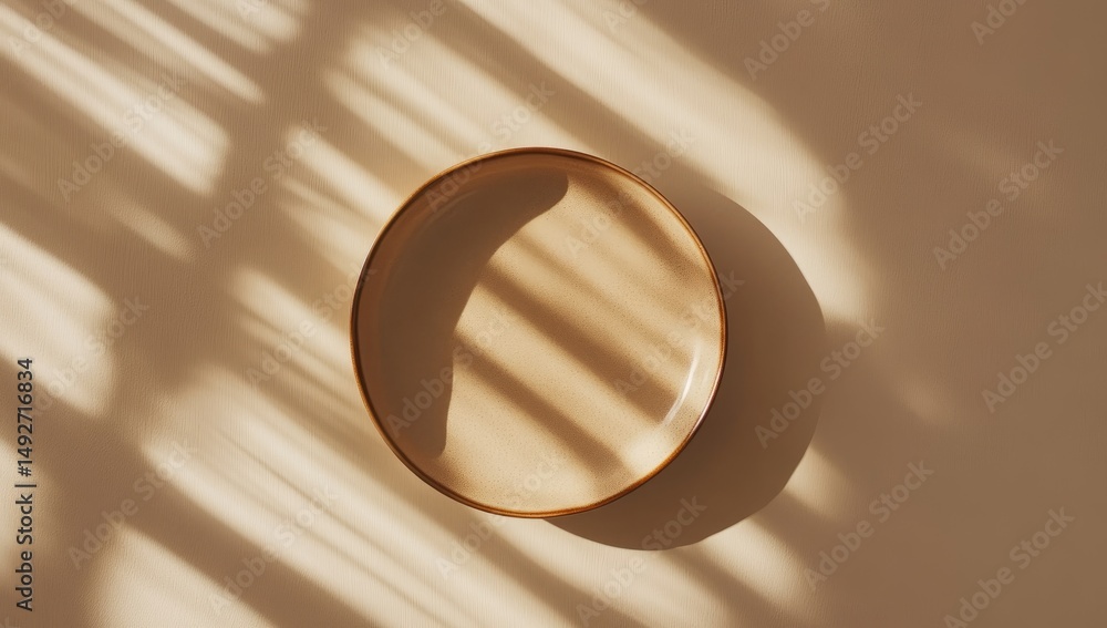 Aufkleber a minimalist. empty plate set against a soft. neutral background. evoking a sense of calm and simpli