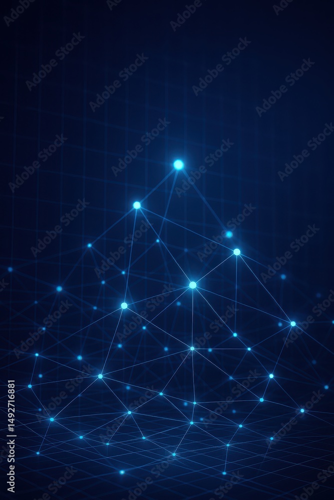 Poster intricate network of luminous nodes illustrating connections in a digital cosmos