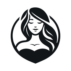 young beautiful woman stylized sillhouette, beauty salon logo template